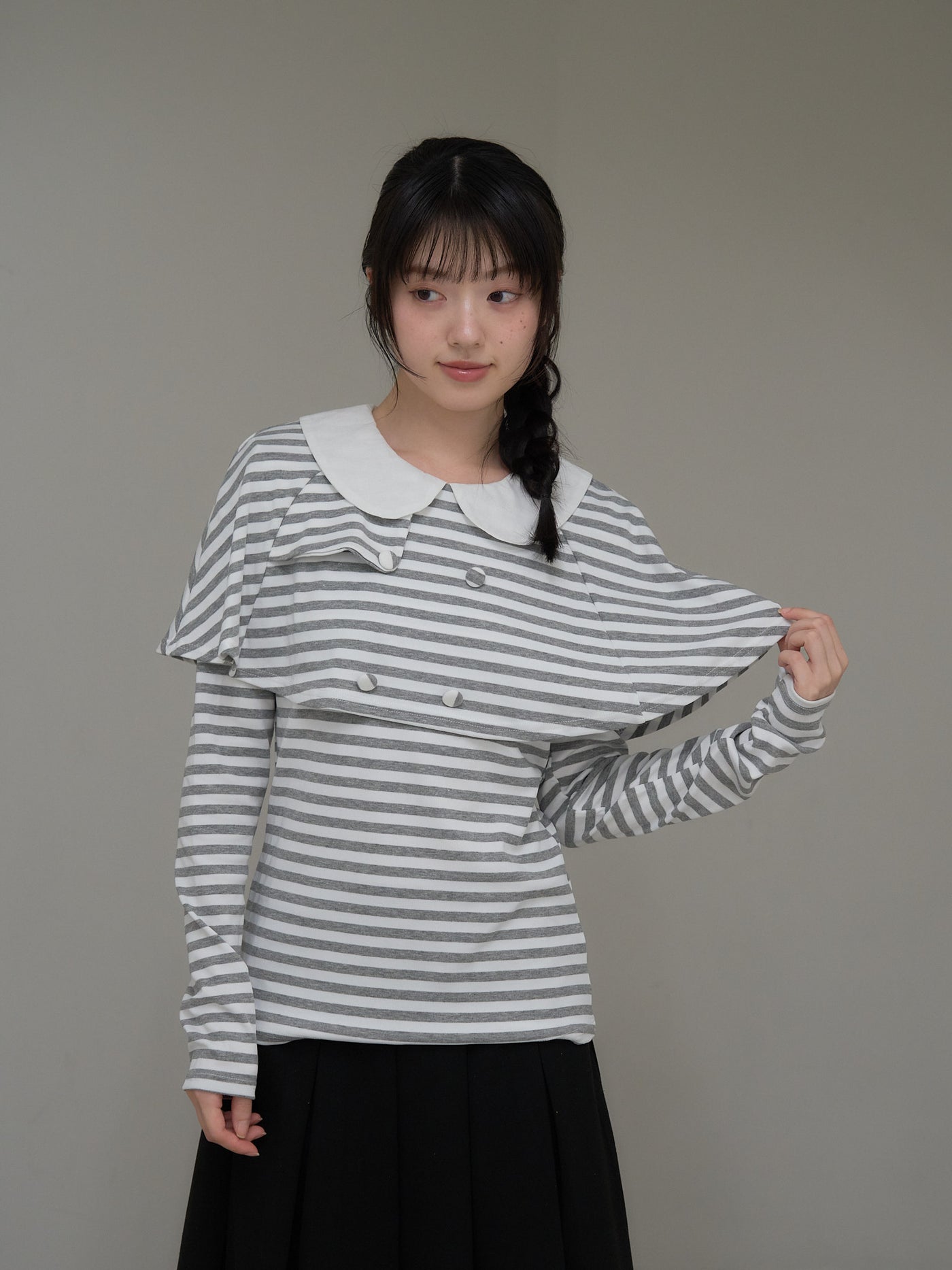 border doll collar cape sleeve top