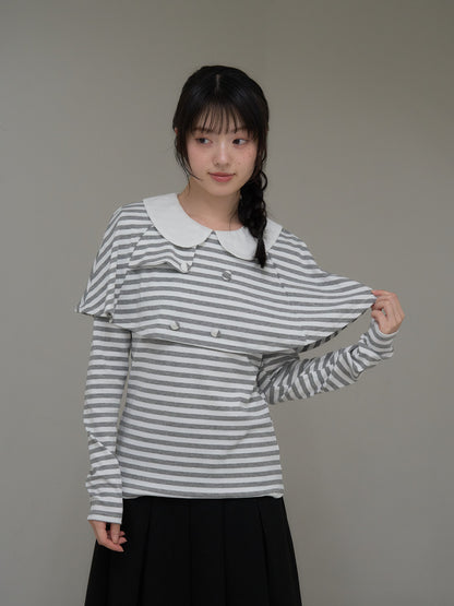 border doll collar cape sleeve top