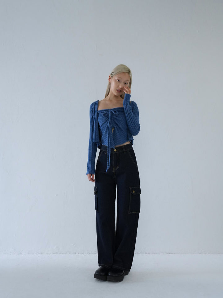 【 10月上旬発送予定 】ribbed ruched cami & cardigan set