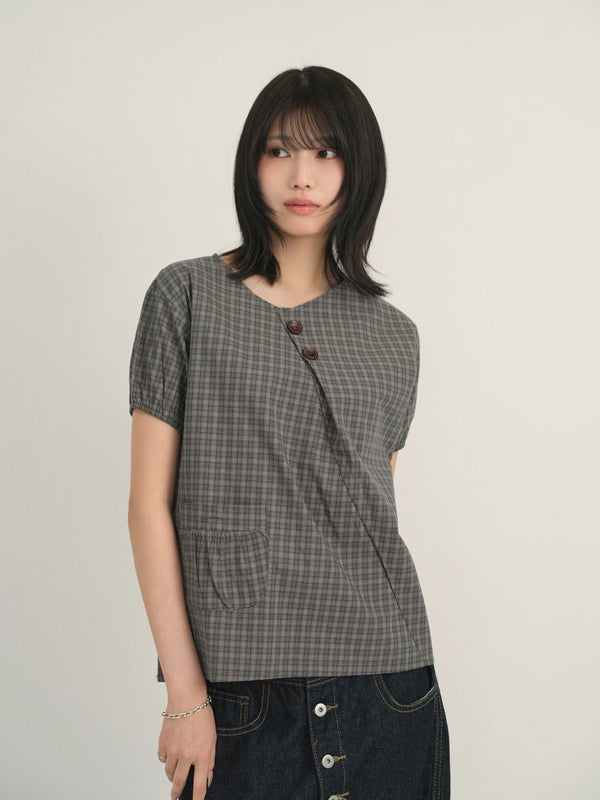 asymmetry check blouse