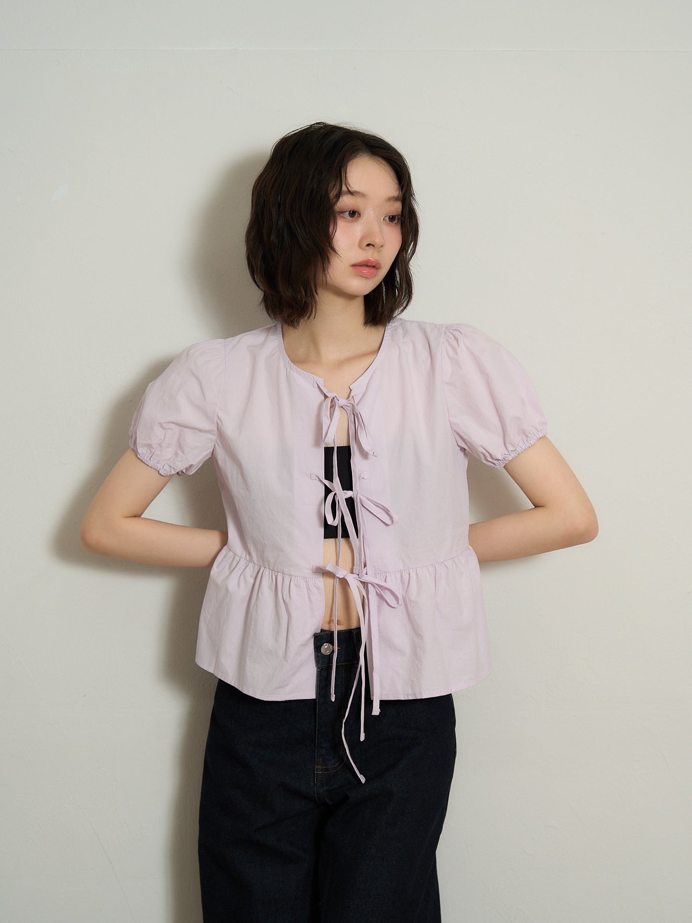 ribbon flare blouse