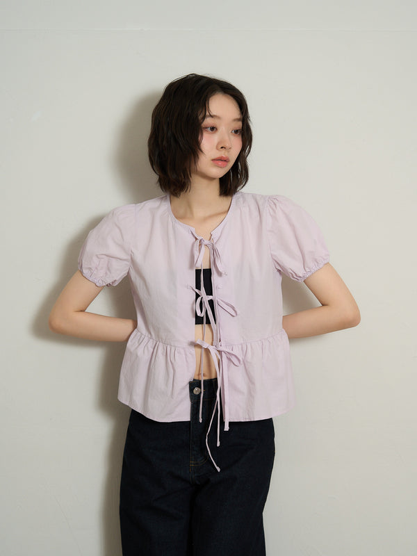 ribbon flare blouse