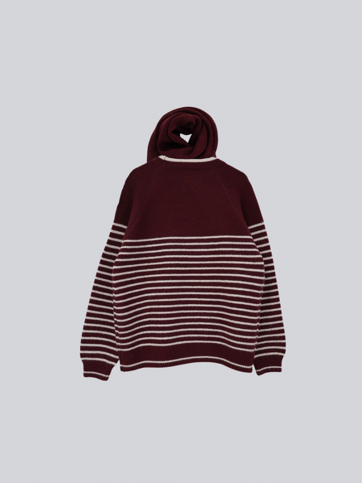 border knit top scarf set