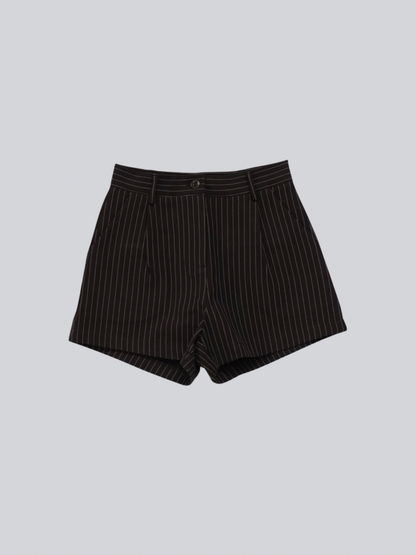 pinstripe pleated shorts