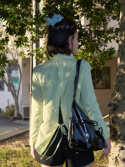 crinkle ribbon long sleeve shirt