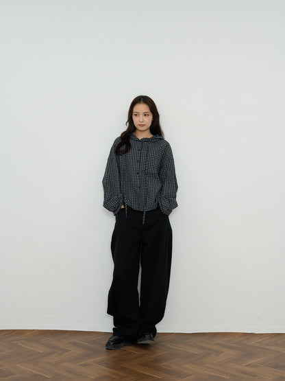 check hooded shirt