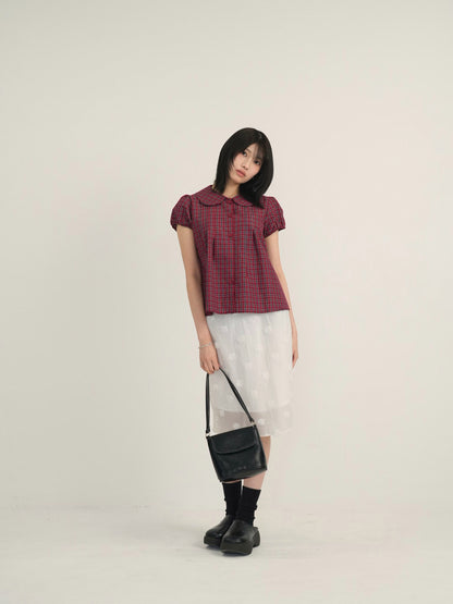 doll collar plaid blouse