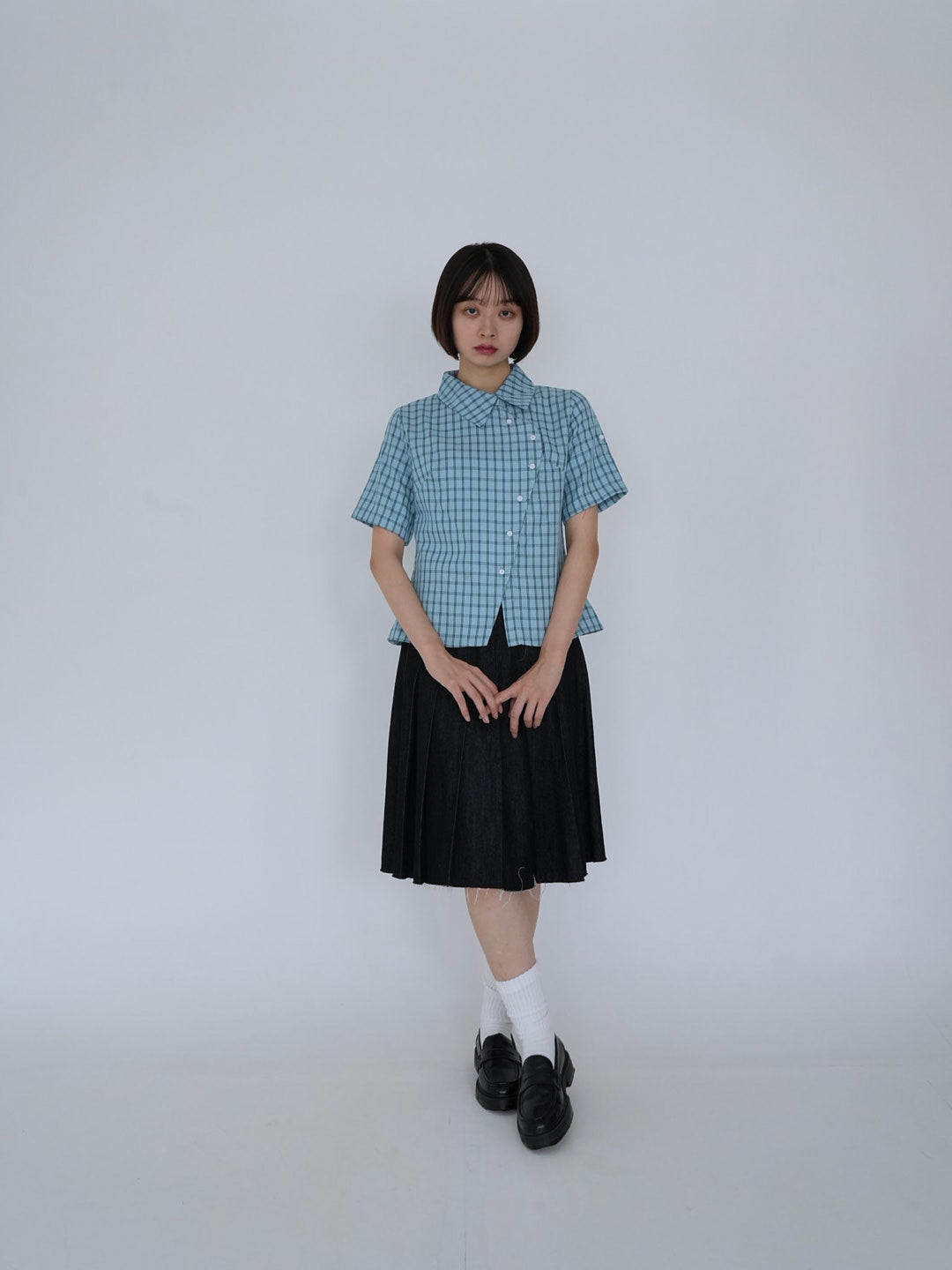 retro check button shirt