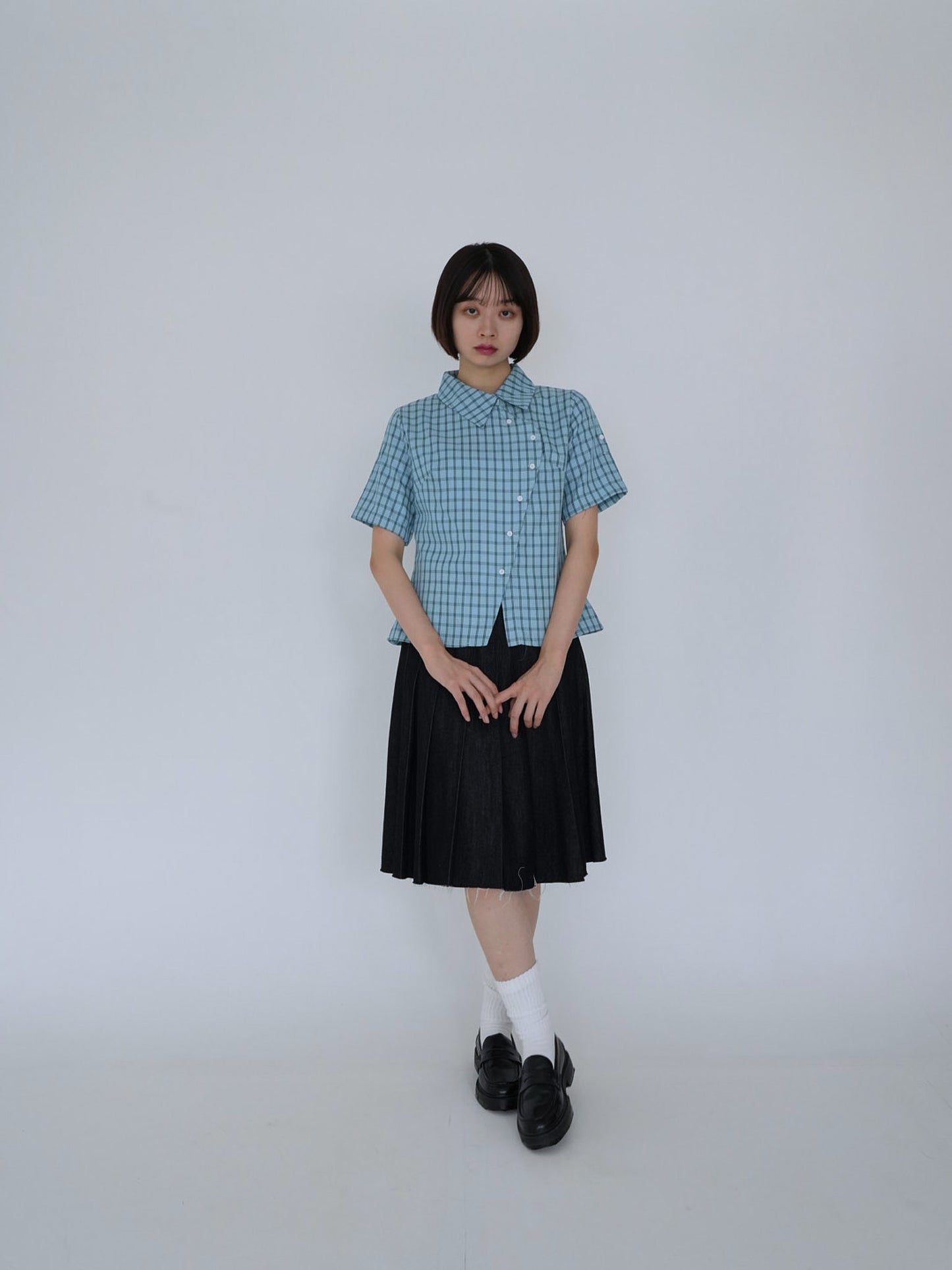 retro check button shirt
