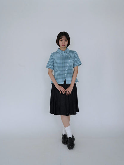 retro check button shirt