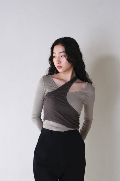 one shoulder layered tops