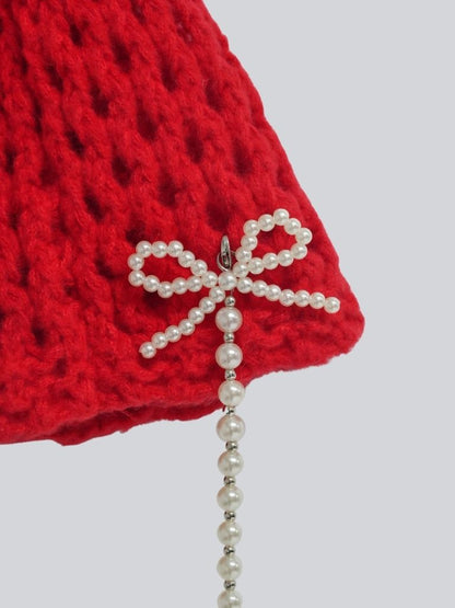 ribbon charm beanie