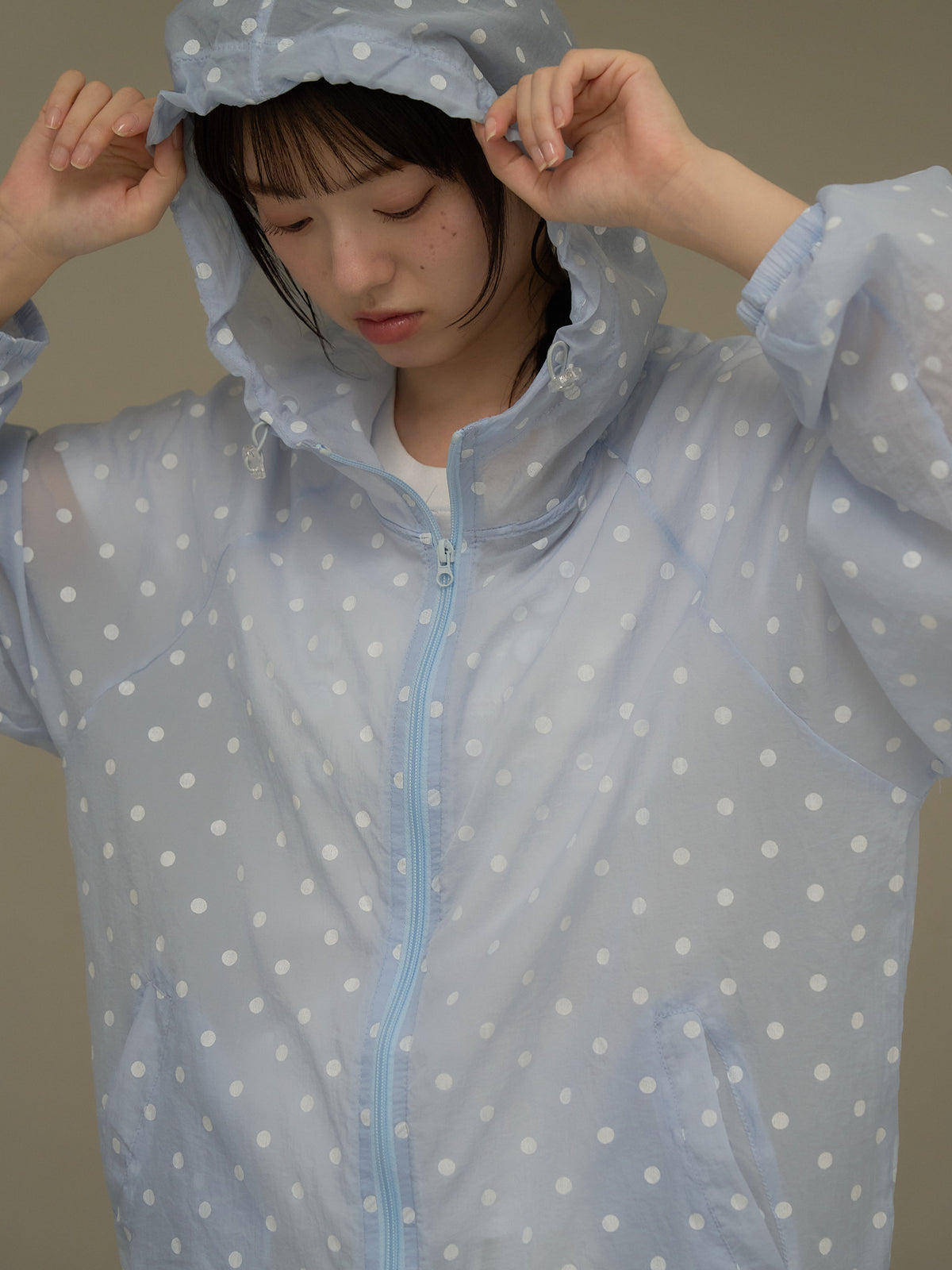 dot sheer hoodie