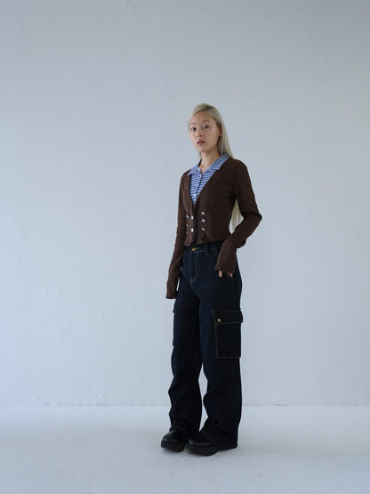 dark denim cargo pants