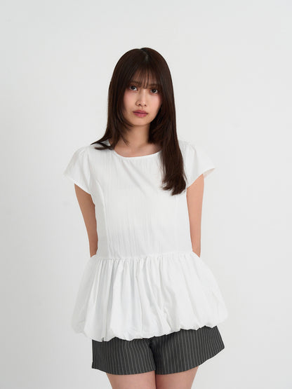 peplum puff sleeve blouse