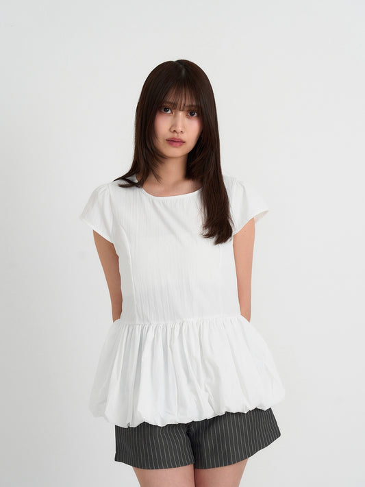 peplum puff sleeve blouse