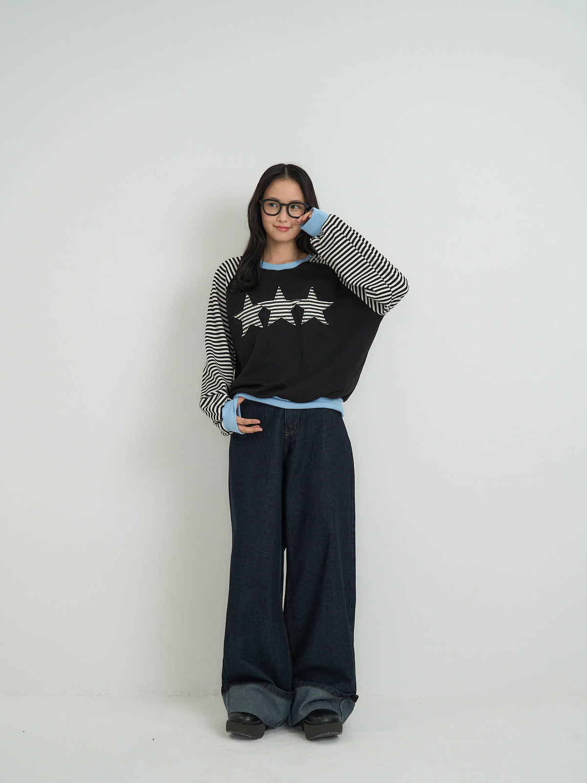 wide leg denim pants
