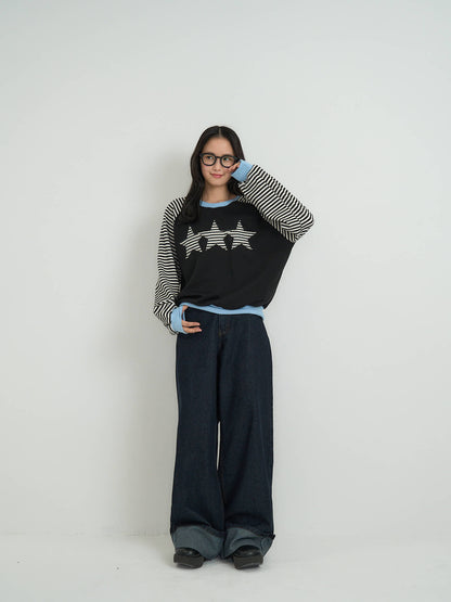 wide leg denim pants