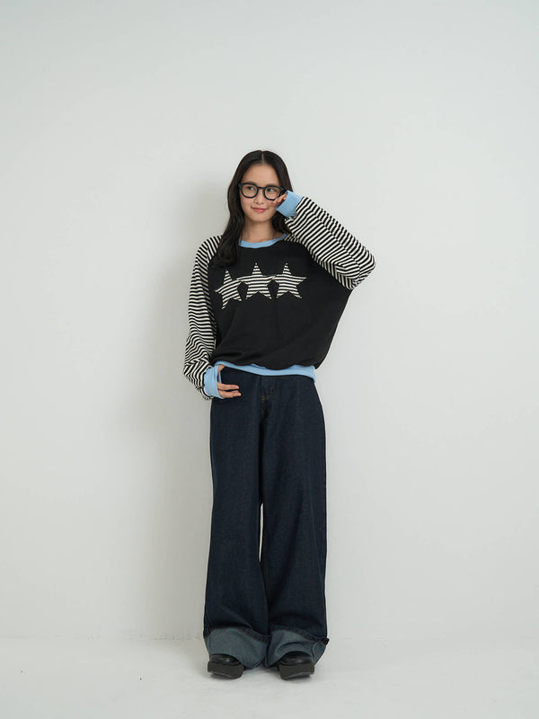 wide leg denim pants