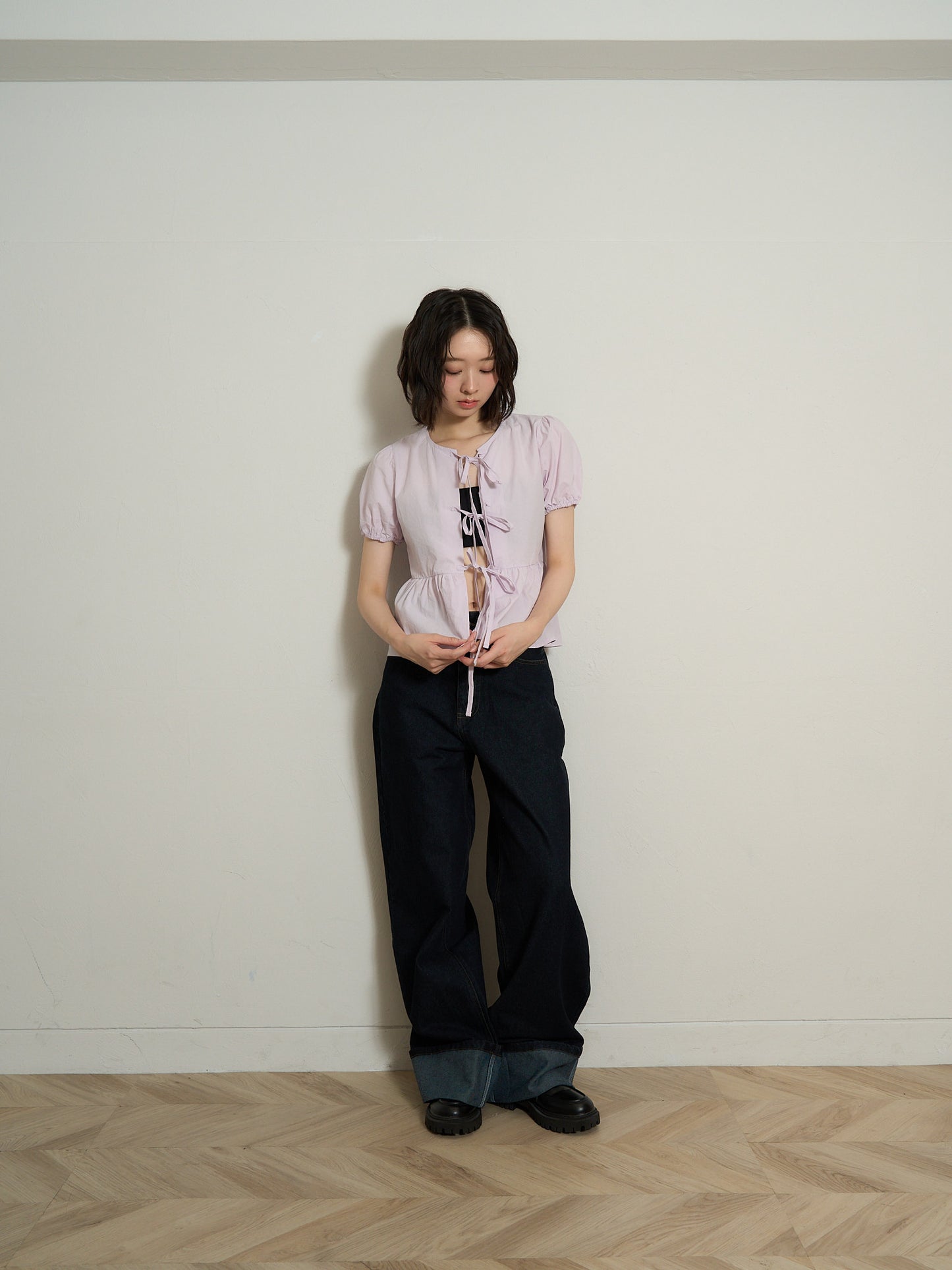 ribbon flare blouse
