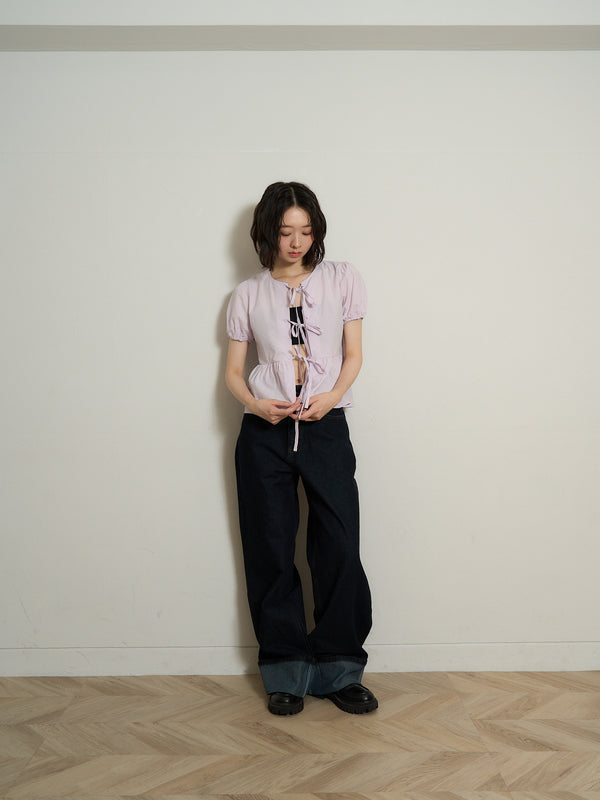 ribbon flare blouse