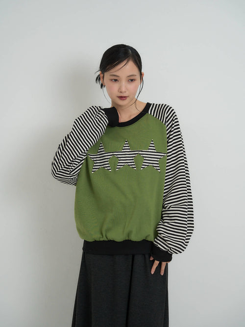 star patch border long tee