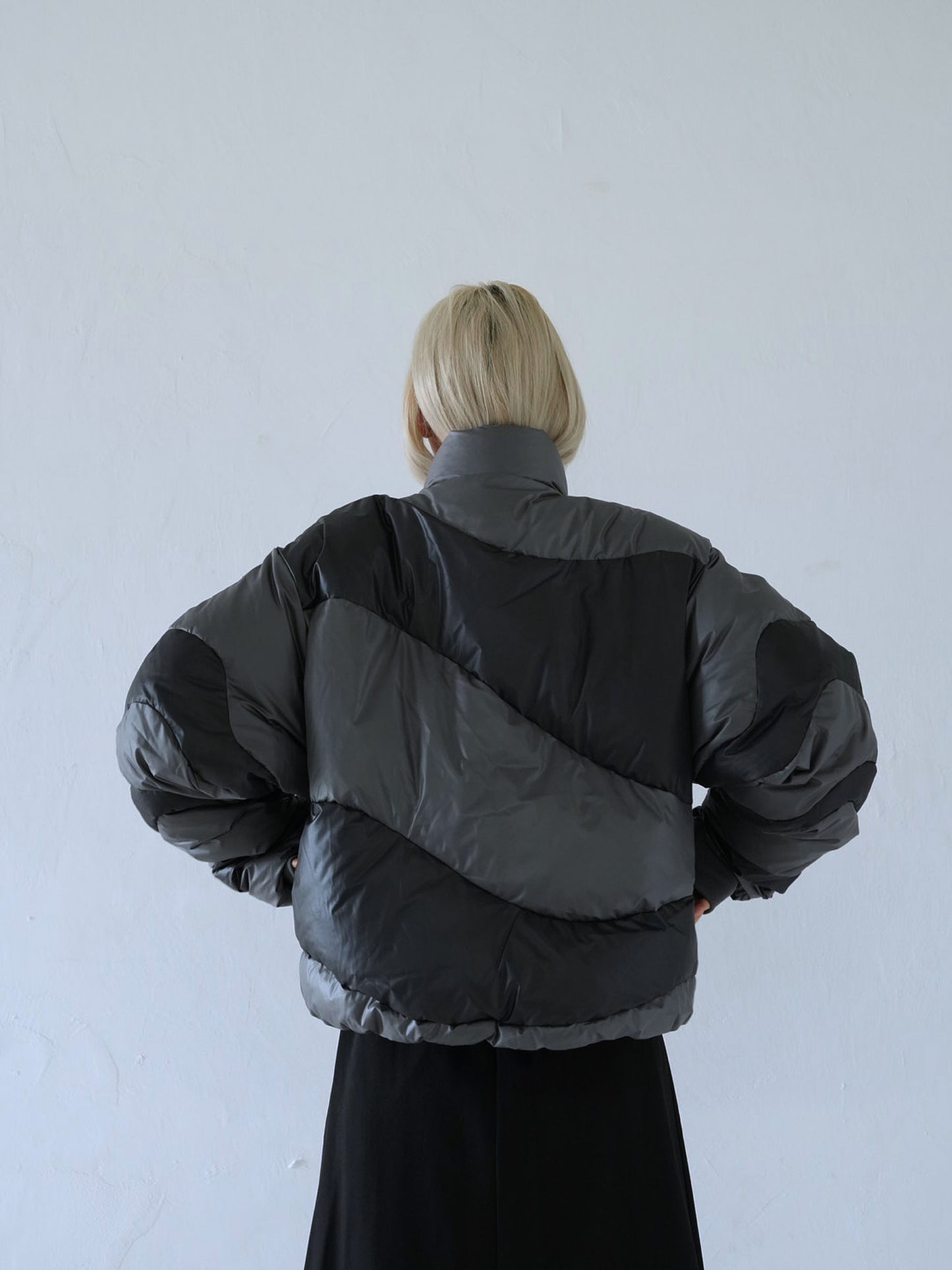wave bicolor down jacket
