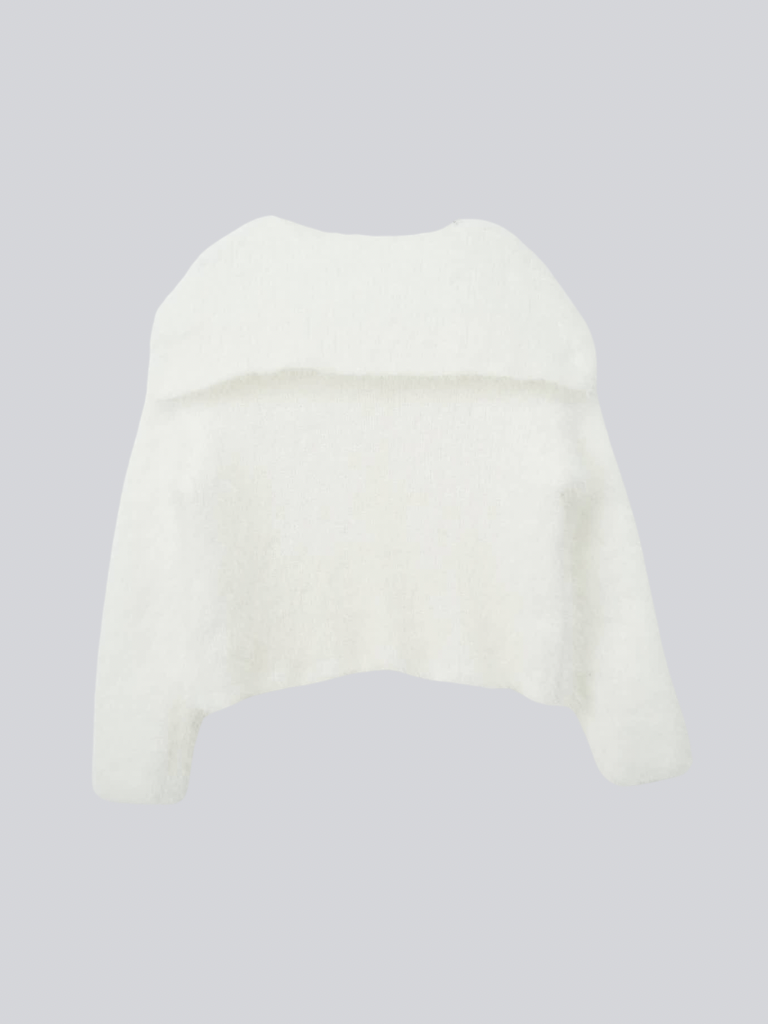 shaggy knit sailor cardigan