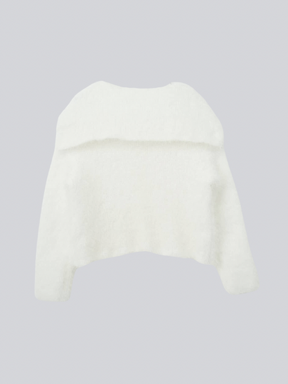 shaggy knit sailor cardigan