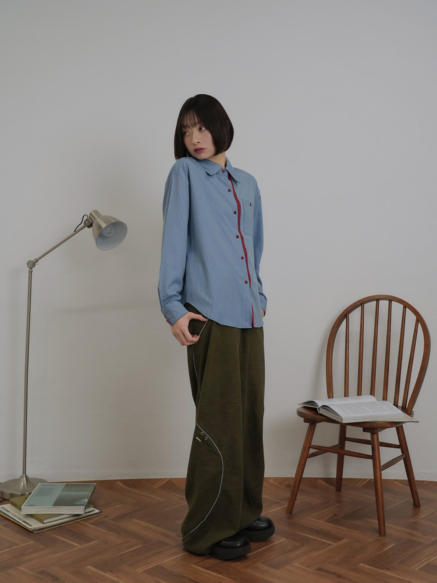 stitch line wide pants