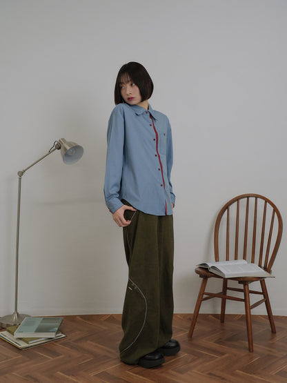 stitch line wide pants