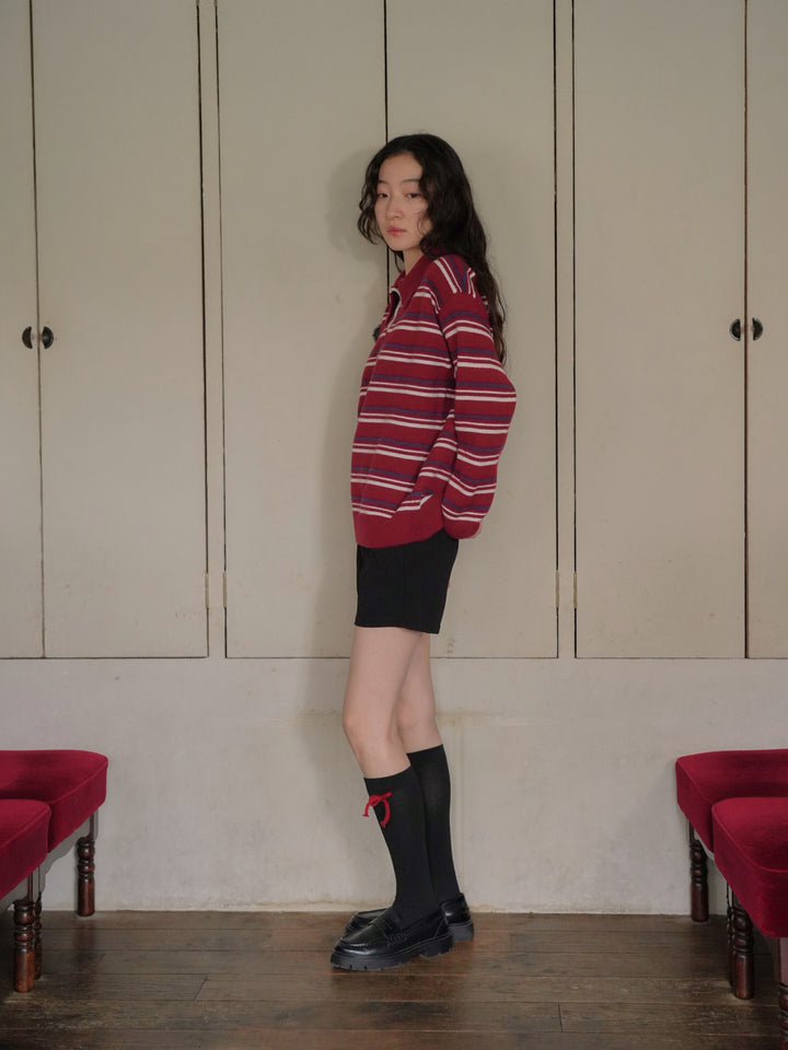 retro stripe collar knit