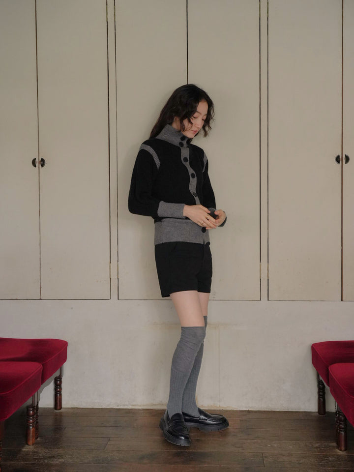 color block knit cardigan