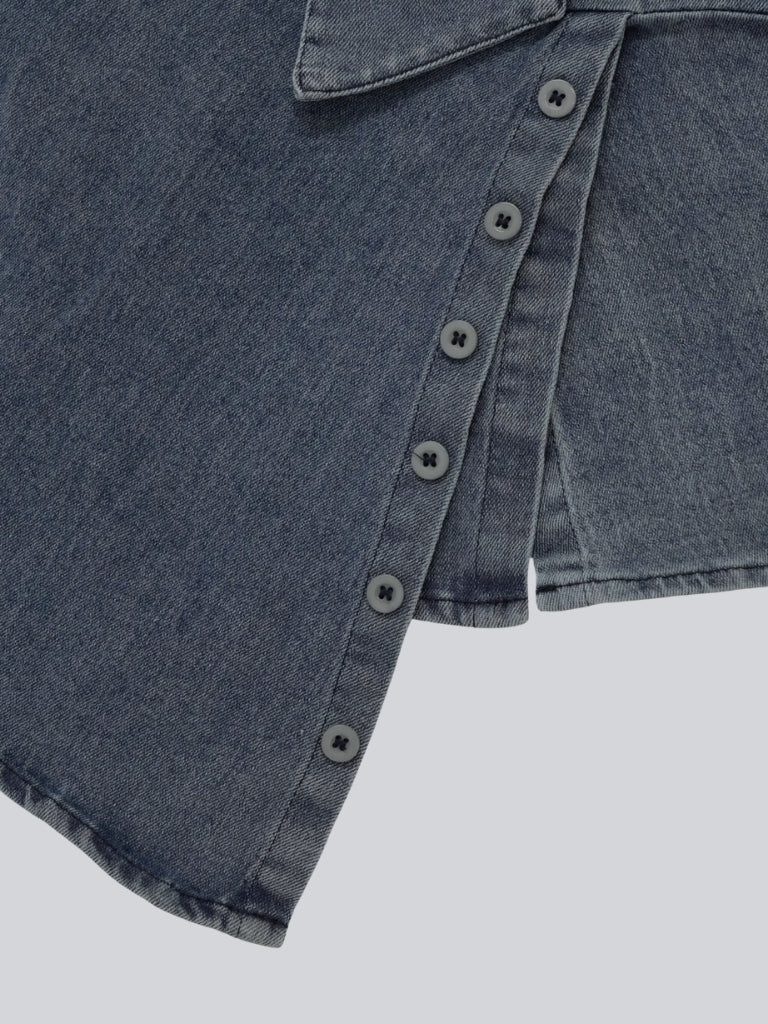 button front denim bustier top