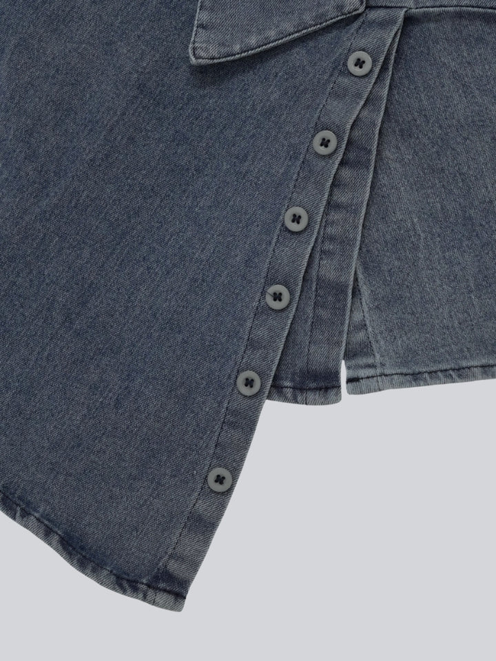 button front denim bustier top