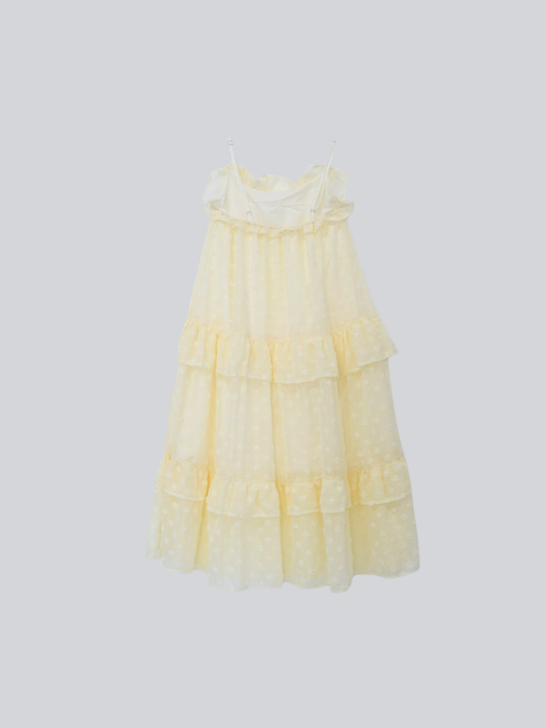 dot chiffon tiered dress