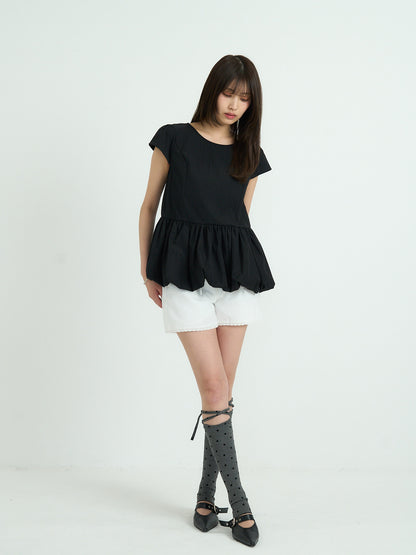 peplum puff sleeve blouse