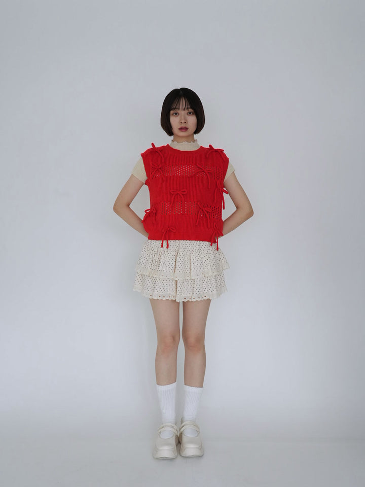 ribbon knit vest