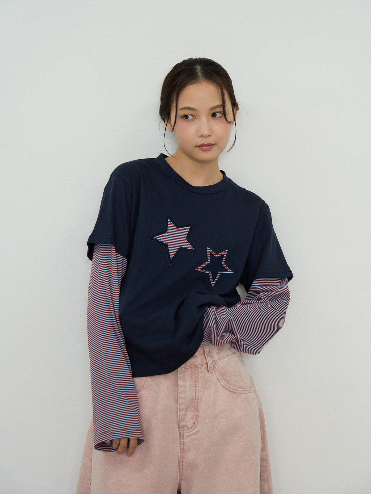 star border layered long sleeve tee