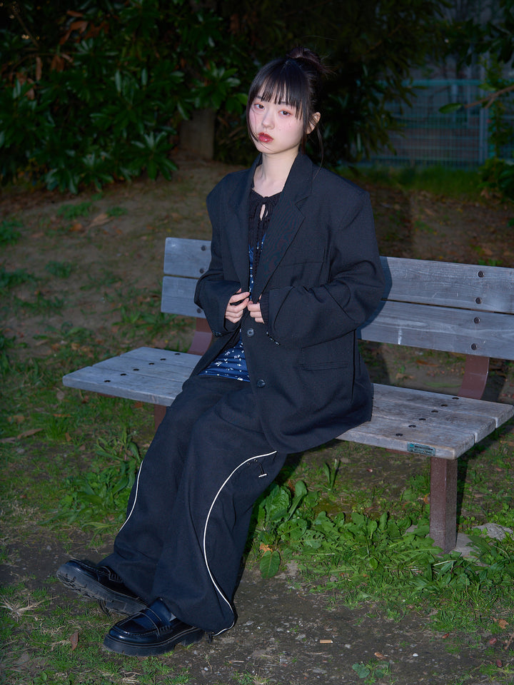 stitch line wide pants