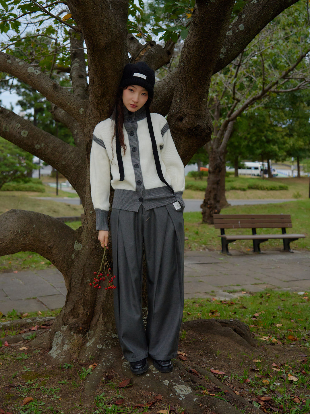 color block knit cardigan