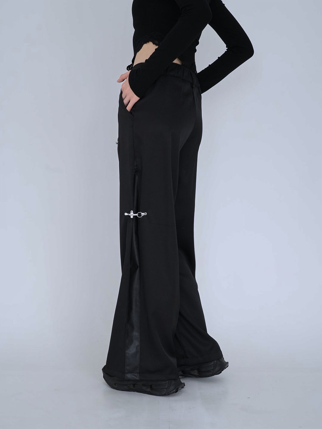 double material pin pants