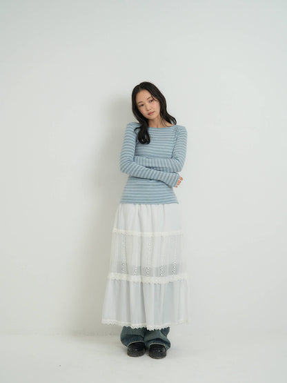 lace tiered long skirt