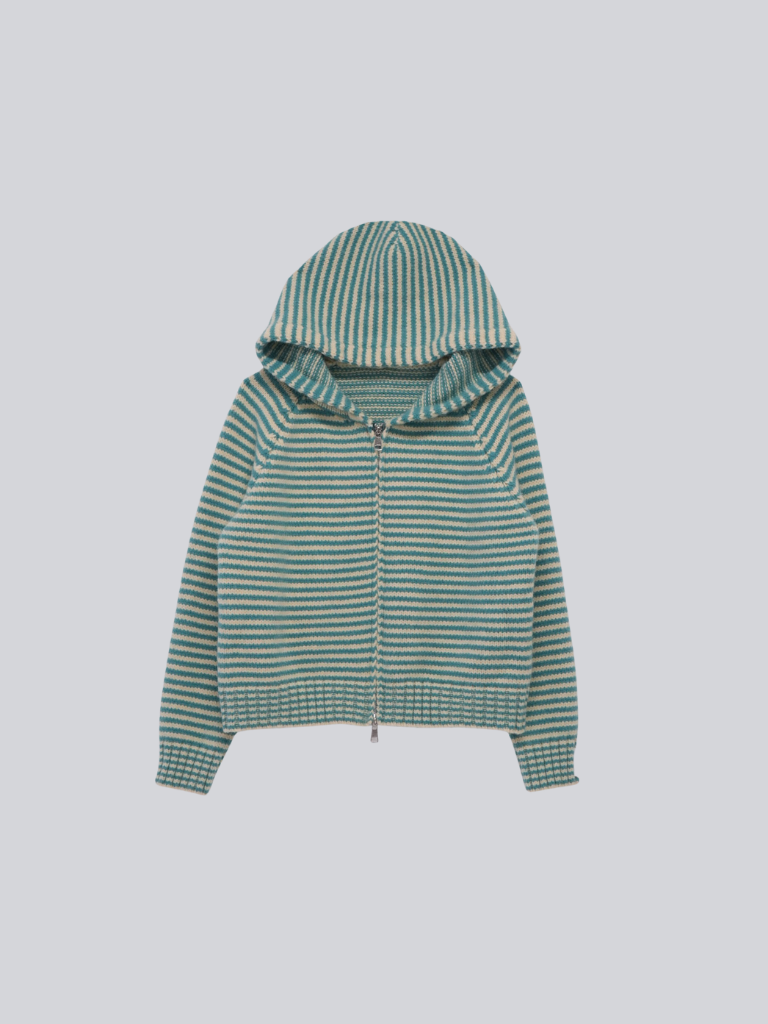 border knit zip hoodie