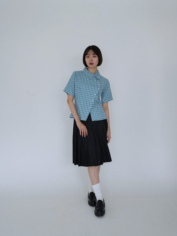 retro check button shirt
