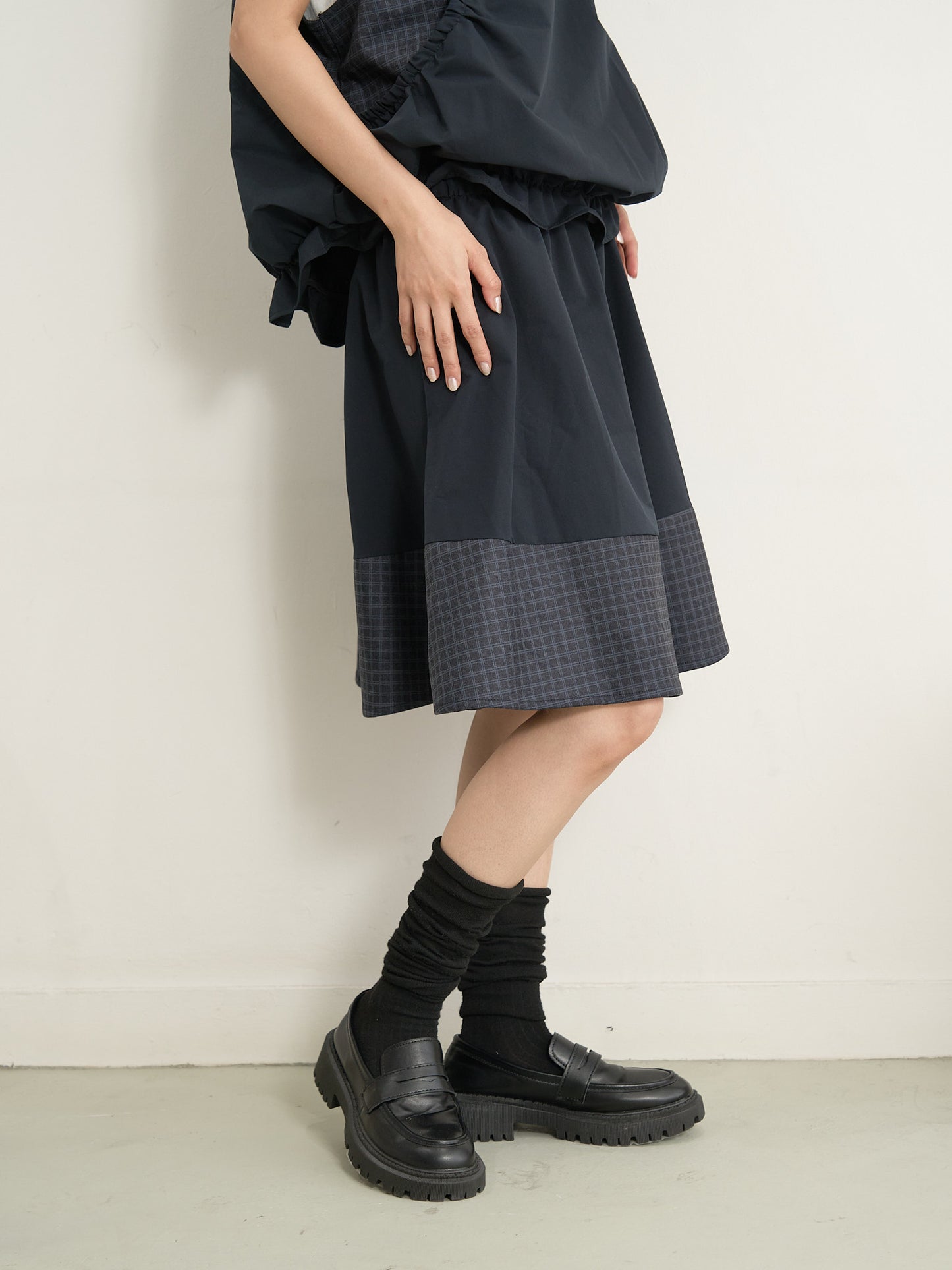 check vest & skirt set