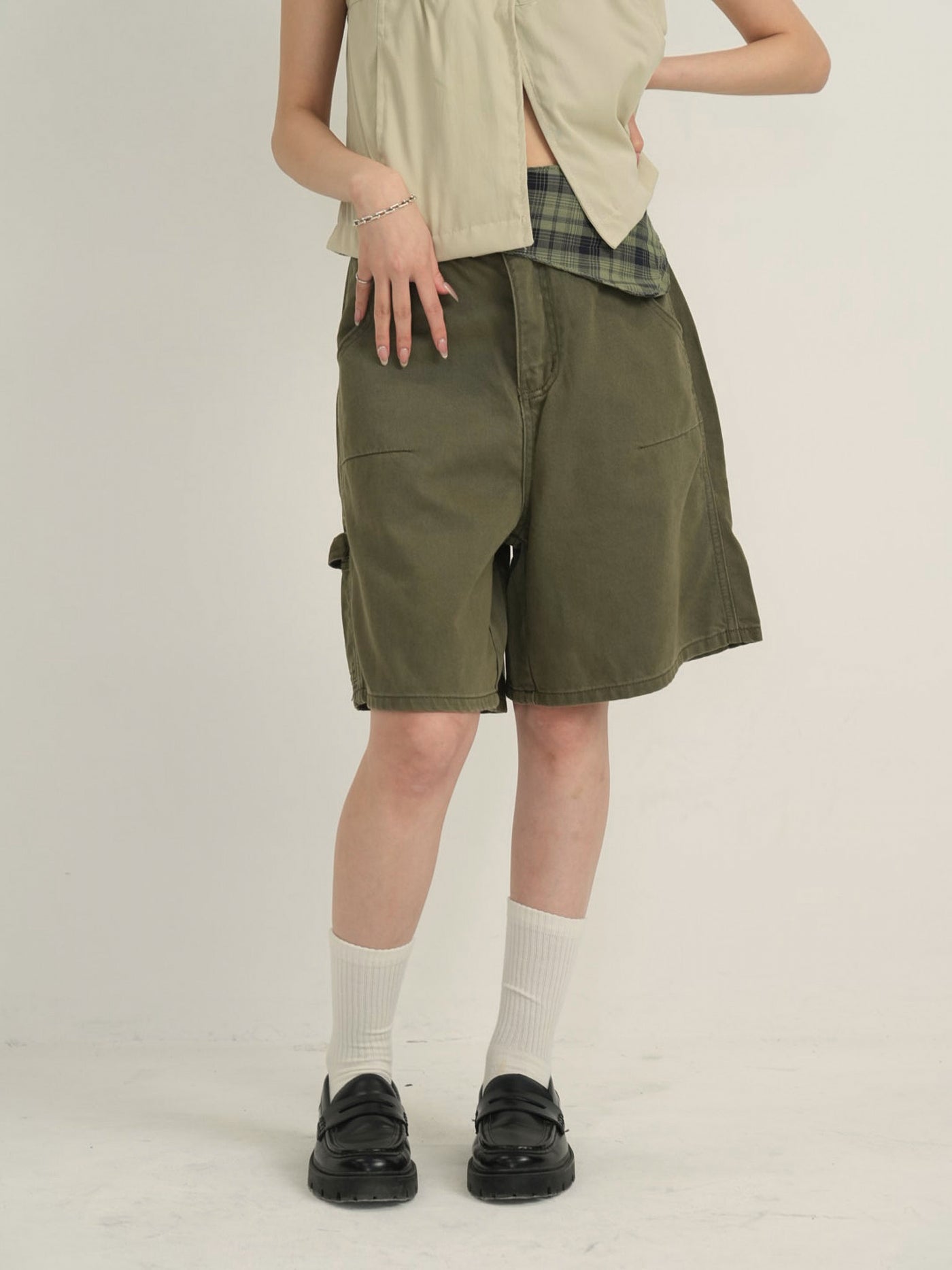 waist check cargo half pants