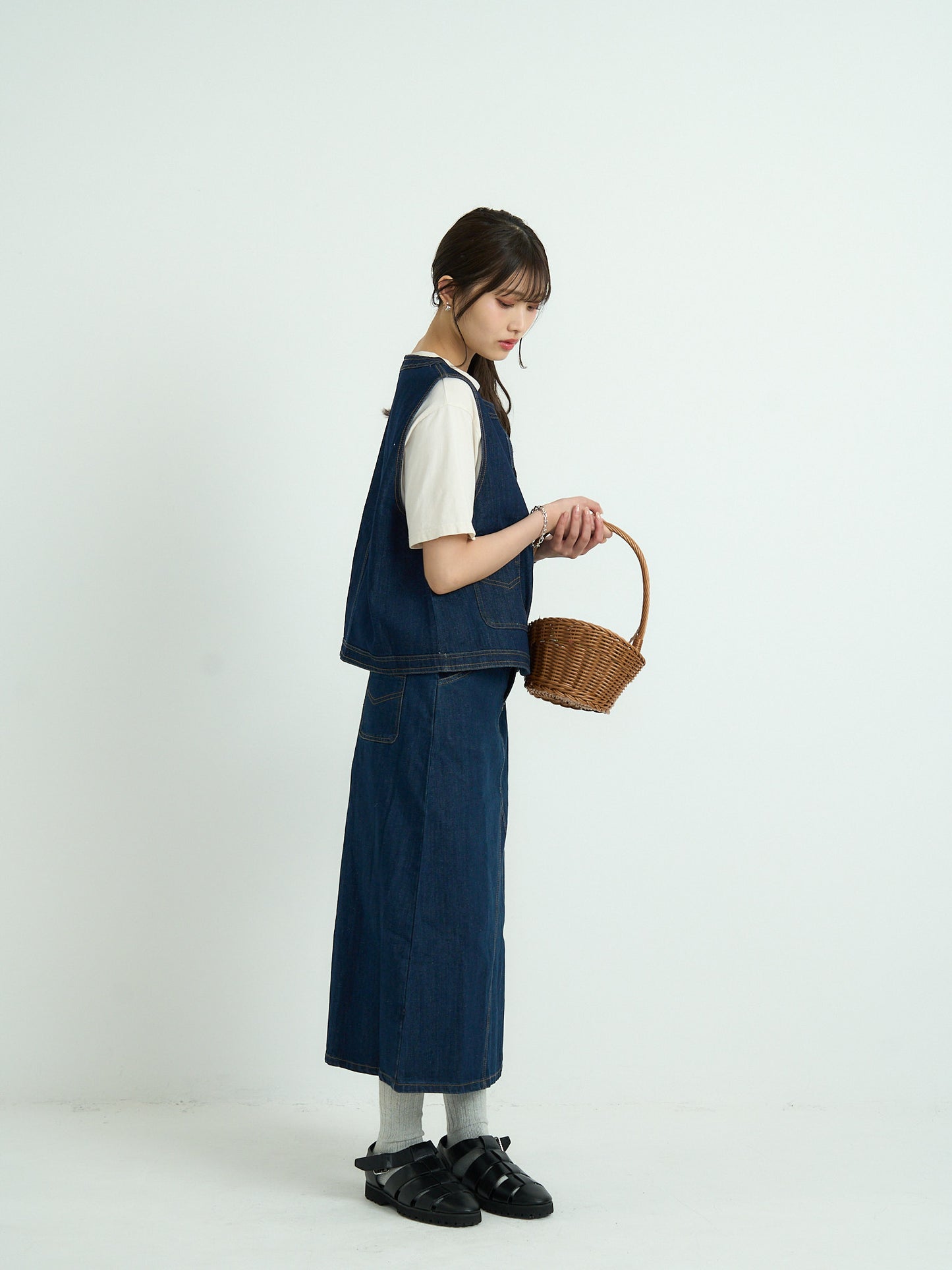 denim stitch vest