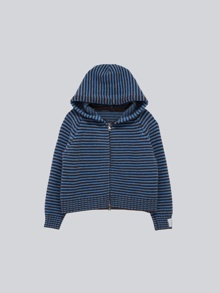 border knit zip hoodie