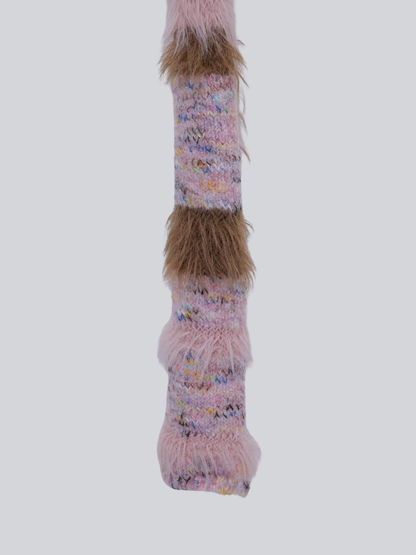 furry stripe knit muffler